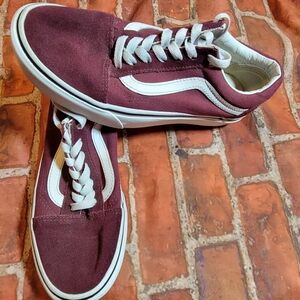 Vans Maroon Sneakers Shoes Mens Sz 5 Womens 6.5 Guc